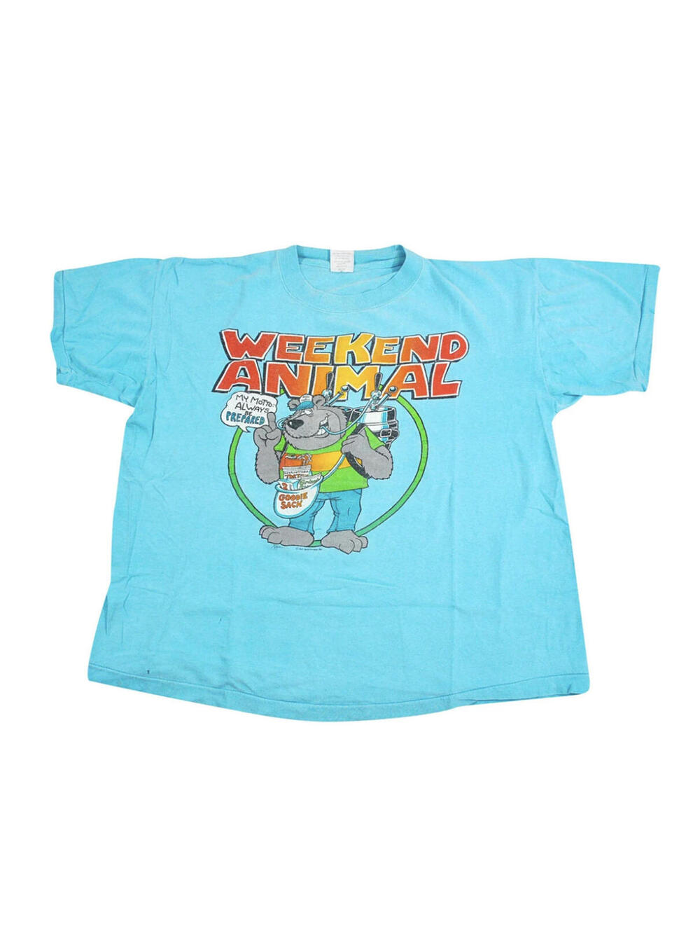 Vintage Weekend Animal 90s Beer Food Football Blue Shirt Size X-Large
